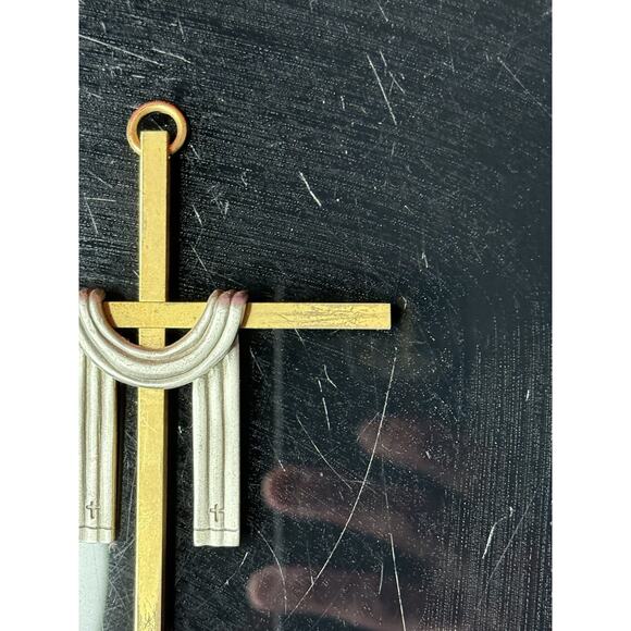 JCC Hanging Pewter and Sterling Cross - with Silver Vestment - Made in 2000 - Picture 2 of 11